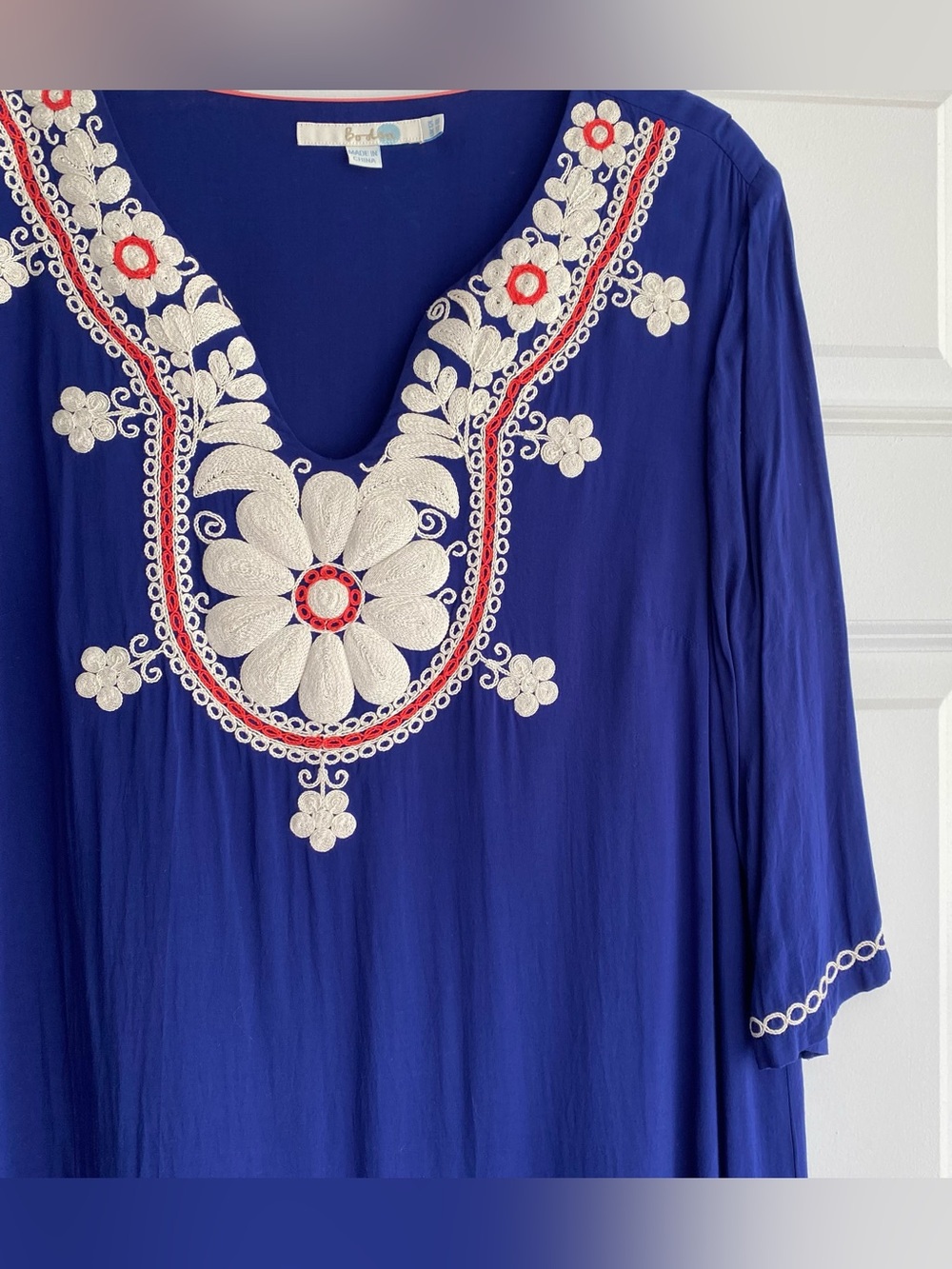 Boden Arianne Embroidered Dress 8L Royal Blue - Picture 3 of 7